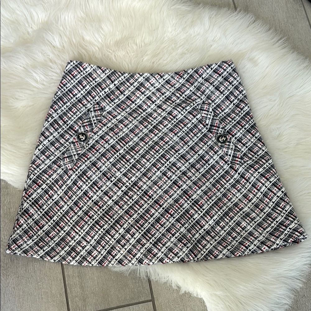 Zara Navy and White A-line Mini Skirt size S